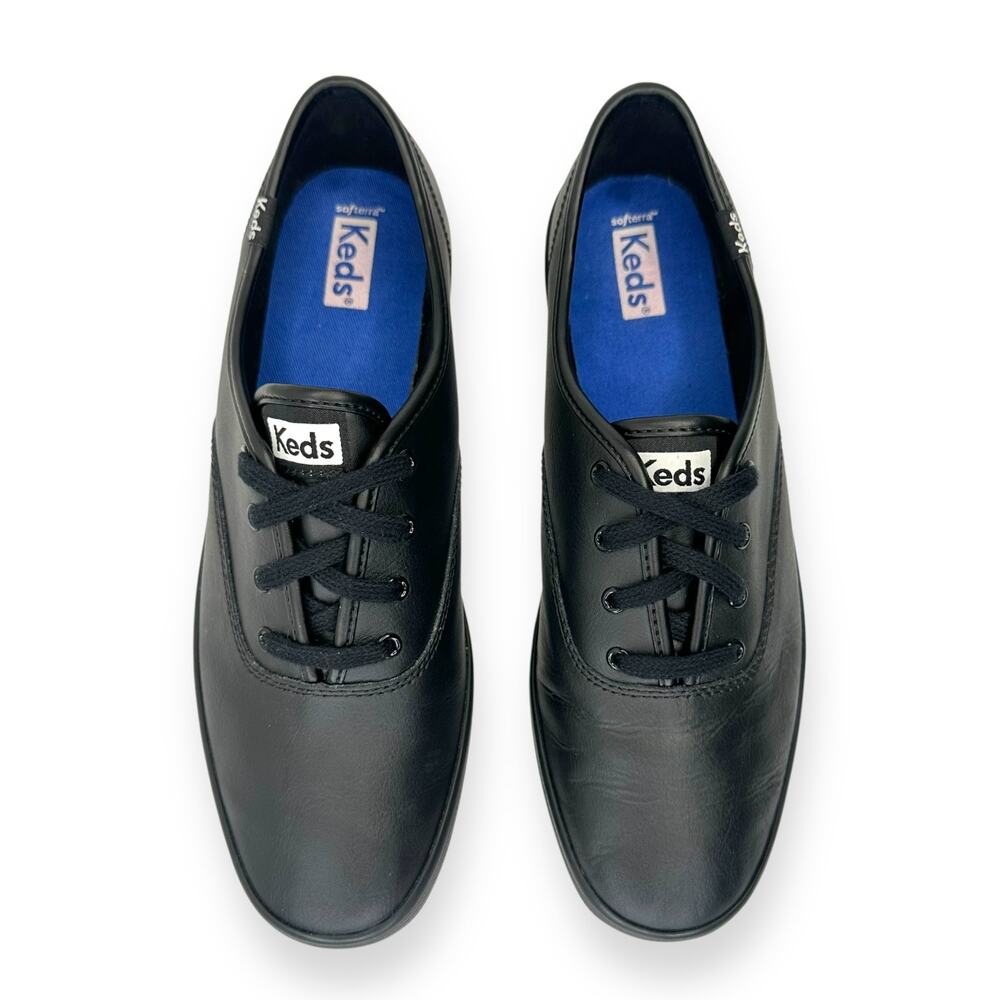 Keds Women's Champion Originals Leather Lace-Up Sneaker Size 9.5 Black - Picture 2 of 11